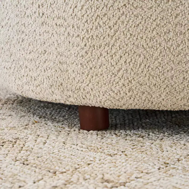 Beige Boucle Curved Sofa, Modern Style, Seats 2