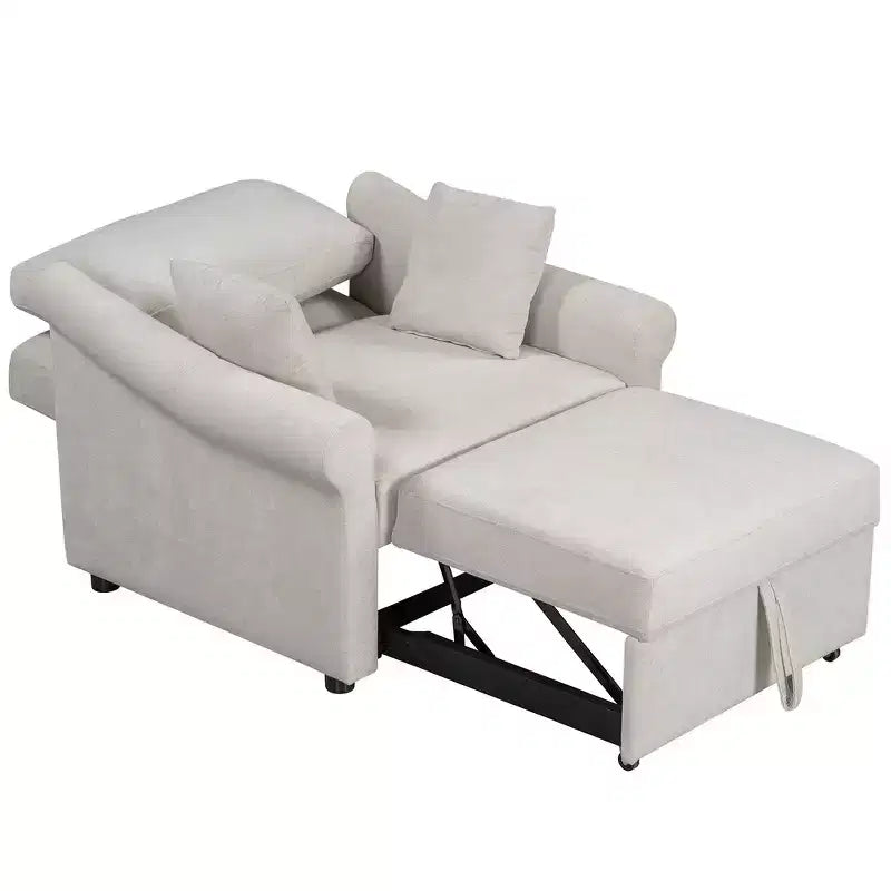 Beige / Dark Gray / Gray Chenille 3-in-1 Convertible Sleeper Chair for 1