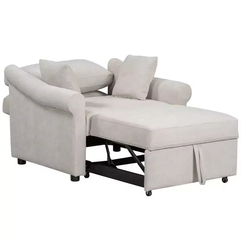 Beige / Dark Gray / Gray Chenille 3-in-1 Convertible Sleeper Chair for 1