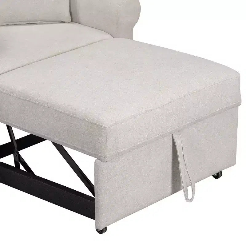 Beige / Dark Gray / Gray Chenille 3-in-1 Convertible Sleeper Chair for 1