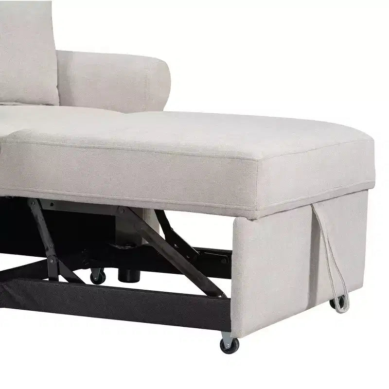 Beige / Dark Gray / Gray Chenille 3-in-1 Convertible Sleeper Chair for 1