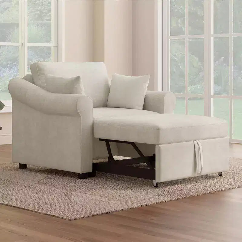 Beige / Dark Gray / Gray Chenille 3-in-1 Convertible Sleeper Chair for 1