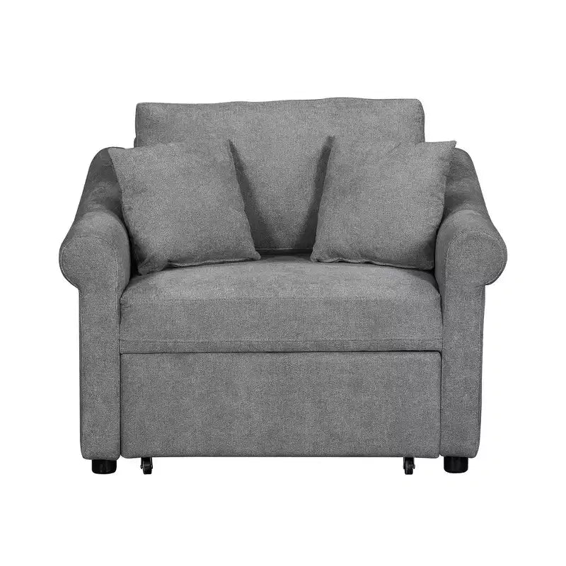 Beige / Dark Gray / Gray Chenille 3-in-1 Convertible Sleeper Chair for 1