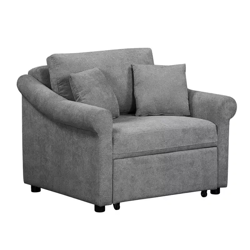 Beige / Dark Gray / Gray Chenille 3-in-1 Convertible Sleeper Chair for 1