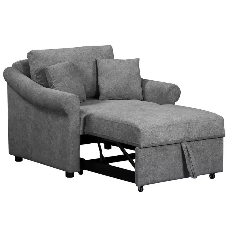 Beige / Dark Gray / Gray Chenille 3-in-1 Convertible Sleeper Chair for 1