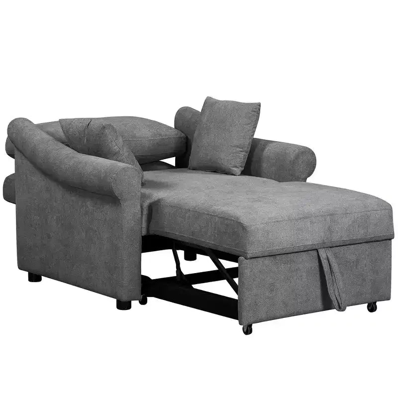 Beige / Dark Gray / Gray Chenille 3-in-1 Convertible Sleeper Chair for 1