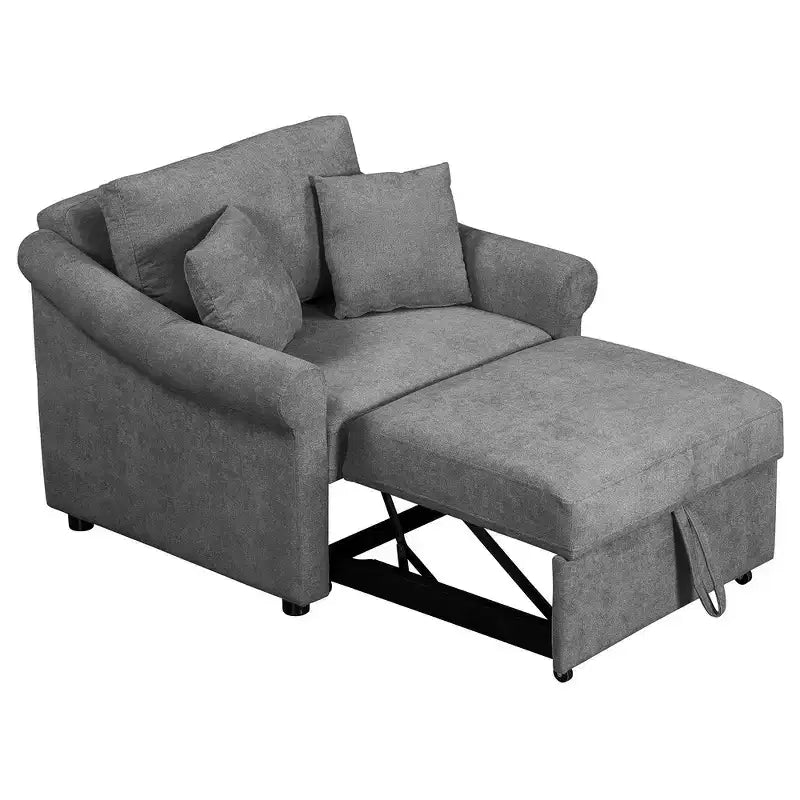 Beige / Dark Gray / Gray Chenille 3-in-1 Convertible Sleeper Chair for 1