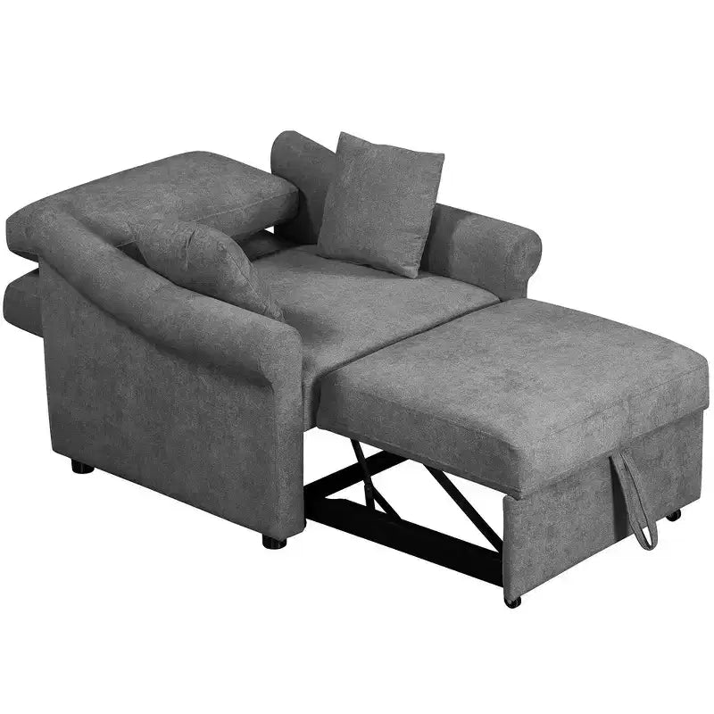 Beige / Dark Gray / Gray Chenille 3-in-1 Convertible Sleeper Chair for 1