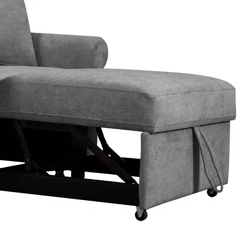 Beige / Dark Gray / Gray Chenille 3-in-1 Convertible Sleeper Chair for 1
