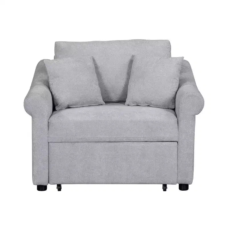 Beige / Dark Gray / Gray Chenille 3-in-1 Convertible Sleeper Chair for 1