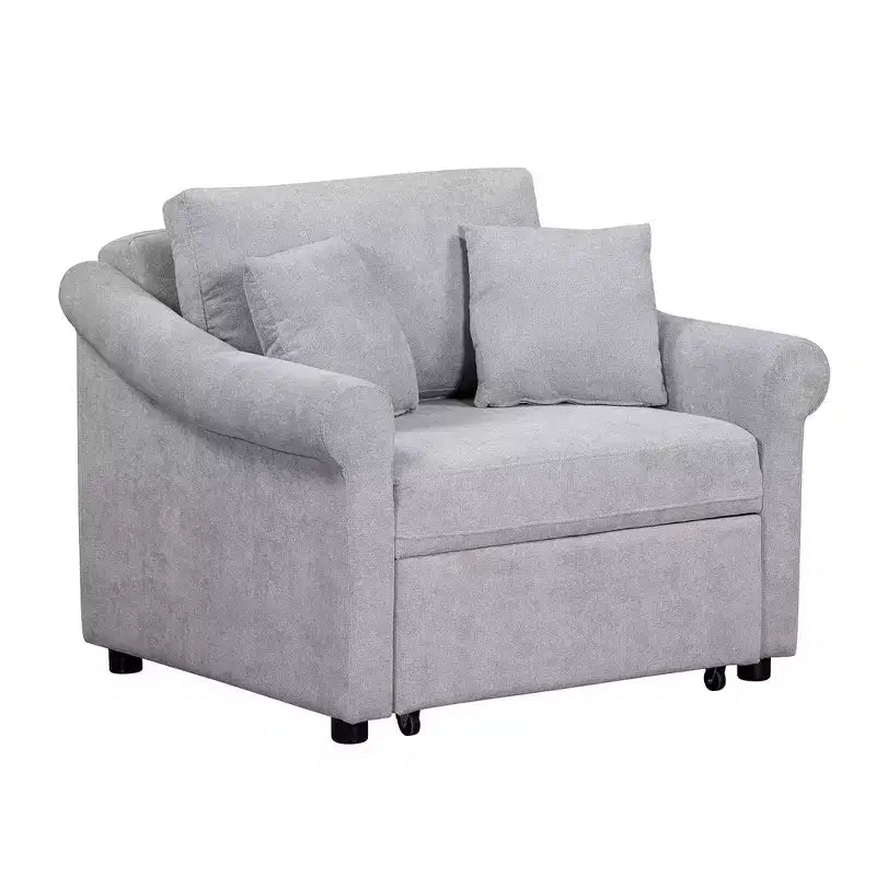 Beige / Dark Gray / Gray Chenille 3-in-1 Convertible Sleeper Chair for 1