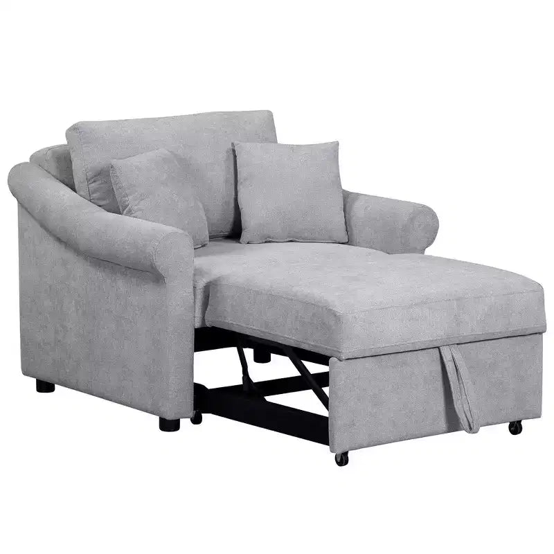 Beige / Dark Gray / Gray Chenille 3-in-1 Convertible Sleeper Chair for 1