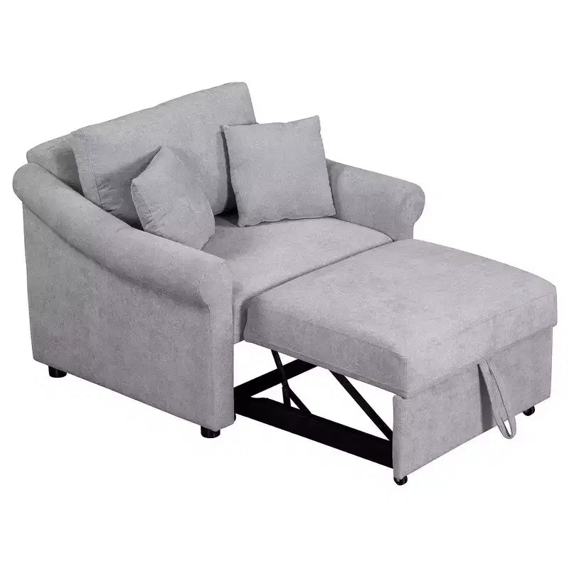 Beige / Dark Gray / Gray Chenille 3-in-1 Convertible Sleeper Chair for 1