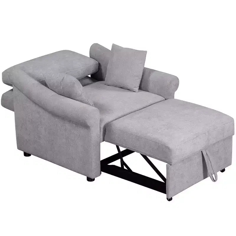 Beige / Dark Gray / Gray Chenille 3-in-1 Convertible Sleeper Chair for 1