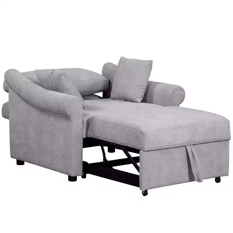 Beige / Dark Gray / Gray Chenille 3-in-1 Convertible Sleeper Chair for 1
