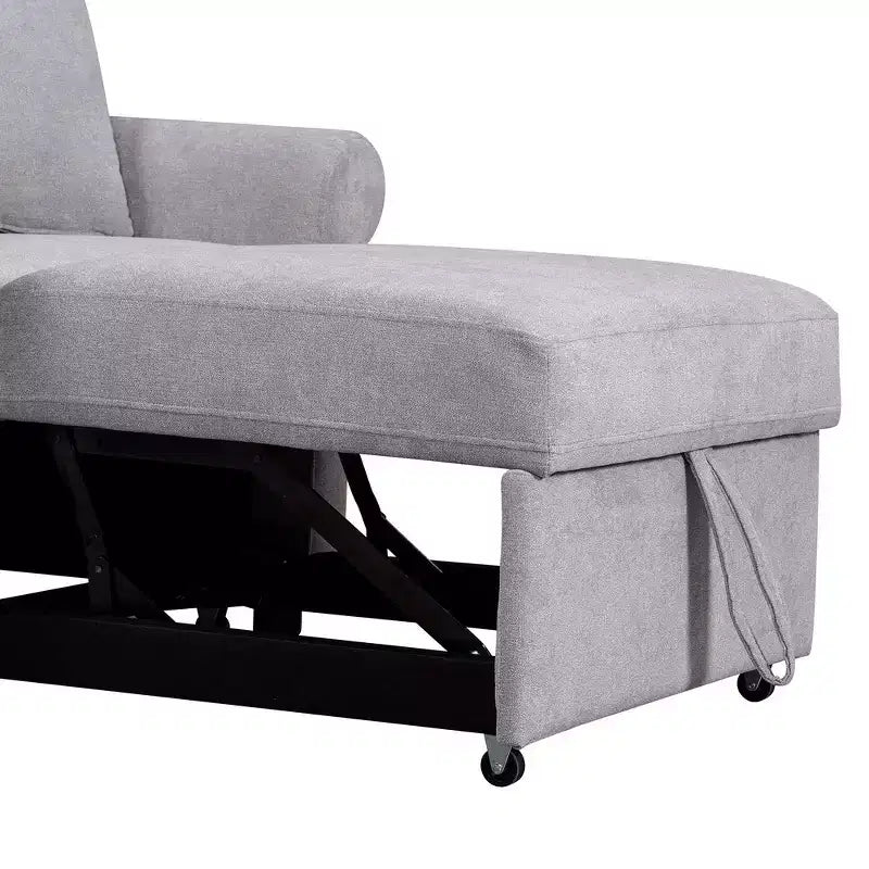 Beige / Dark Gray / Gray Chenille 3-in-1 Convertible Sleeper Chair for 1