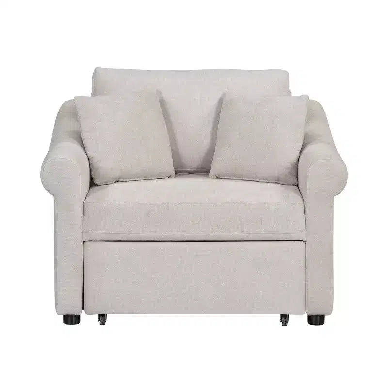 Beige / Dark Gray / Gray Chenille 3-in-1 Convertible Sleeper Chair for 1