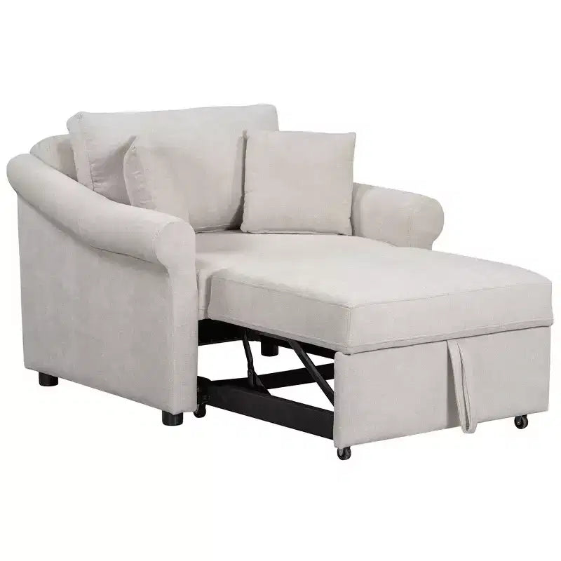 Beige / Dark Gray / Gray Chenille 3-in-1 Convertible Sleeper Chair for 1