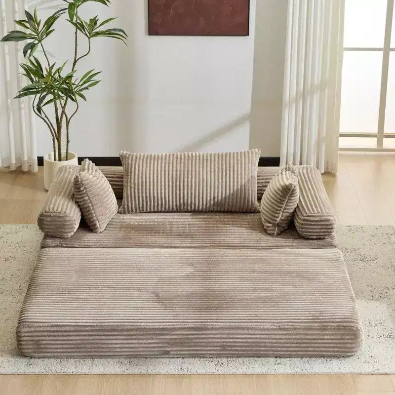 Dark Gray / Gray / Green / Sea Blue Corduroy Convertible Sleeper Sofa Bed, 2-Seater