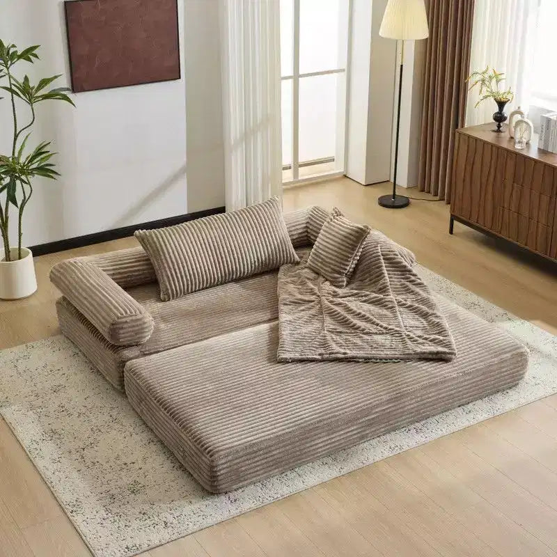 Dark Gray / Gray / Green / Sea Blue Corduroy Convertible Sleeper Sofa Bed, 2-Seater
