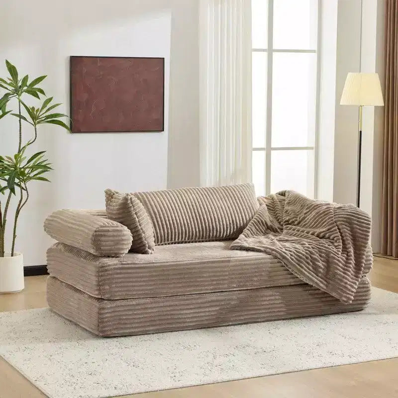 Dark Gray / Gray / Green / Sea Blue Corduroy Convertible Sleeper Sofa Bed, 2-Seater