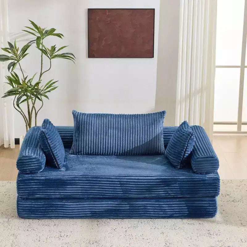 Dark Gray / Gray / Green / Sea Blue Corduroy Convertible Sleeper Sofa Bed, 2-Seater