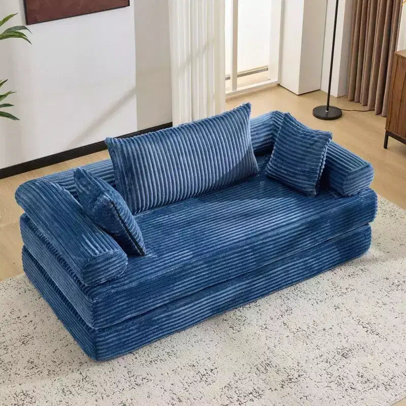 Dark Gray / Gray / Green / Sea Blue Corduroy Convertible Sleeper Sofa Bed, 2-Seater