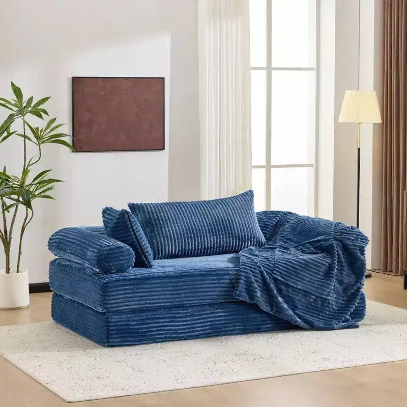 Dark Gray / Gray / Green / Sea Blue Corduroy Convertible Sleeper Sofa Bed, 2-Seater