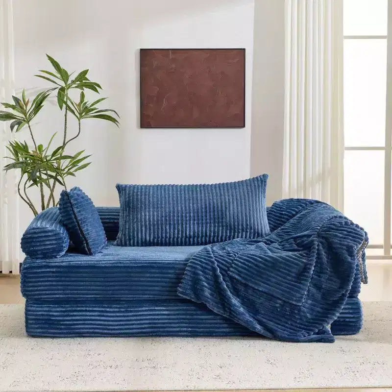 Dark Gray / Gray / Green / Sea Blue Corduroy Convertible Sleeper Sofa Bed, 2-Seater