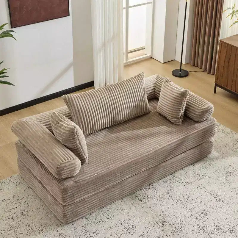 Dark Gray / Gray / Green / Sea Blue Corduroy Convertible Sleeper Sofa Bed, 2-Seater