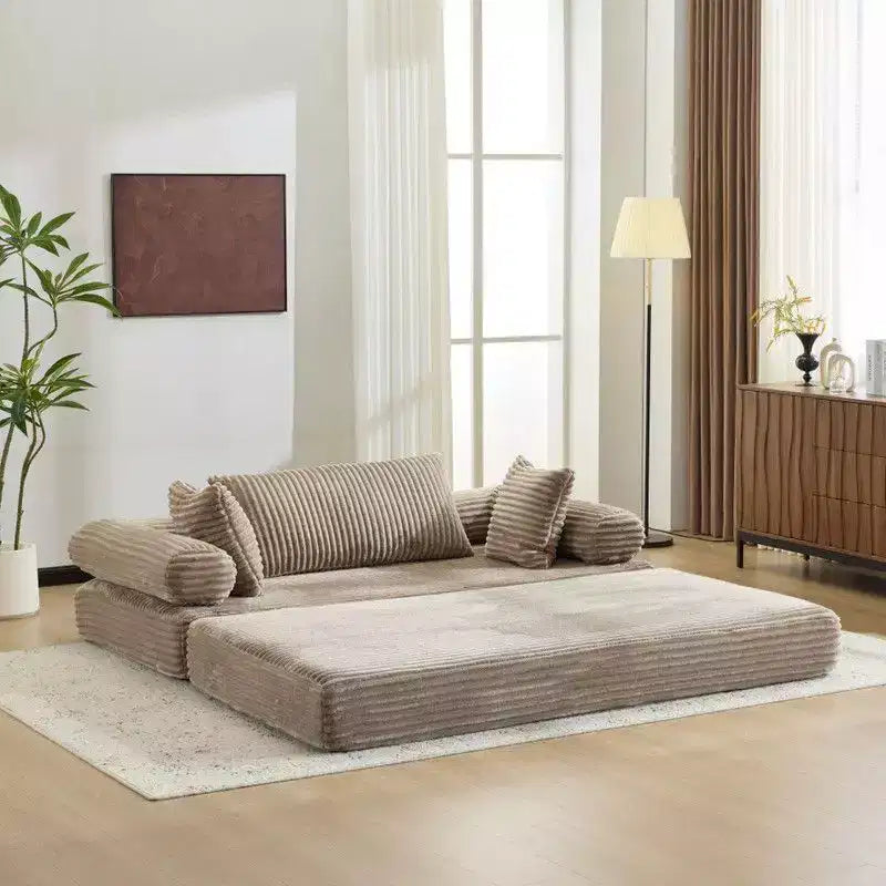 Dark Gray / Gray / Green / Sea Blue Corduroy Convertible Sleeper Sofa Bed, 2-Seater