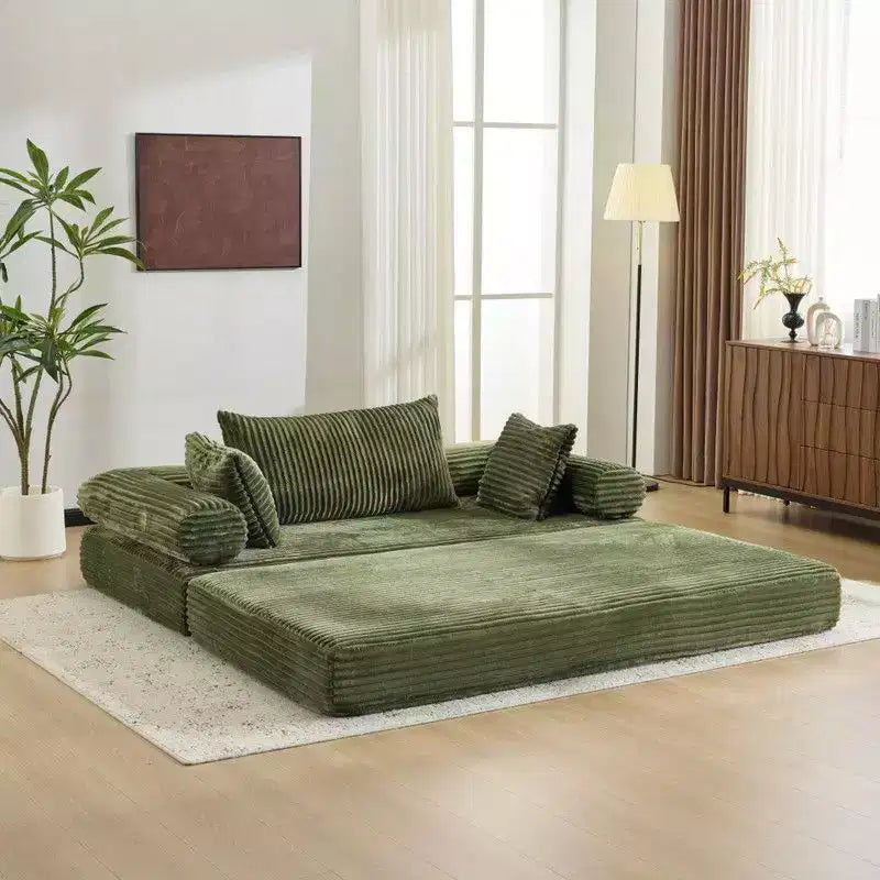 Karl Home |Modern King Size Convertible Sleeper Sofa Stackable Corduroy Sofa Bed