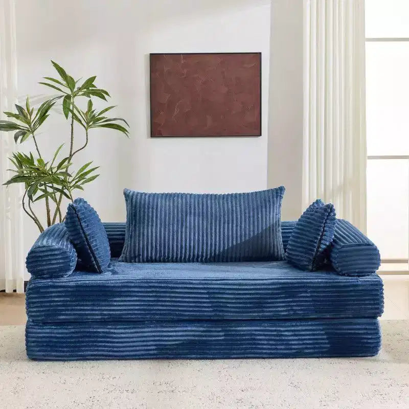 Dark Gray / Gray / Green / Sea Blue Corduroy Convertible Sleeper Sofa Bed, 2-Seater