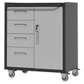 VIYET 35H Heavy-Duty Steel Tool Cabinet with Wheels - Drawers + Lockable Compartment, Mobile Organizer for Garage/Home/Office/Warehouse