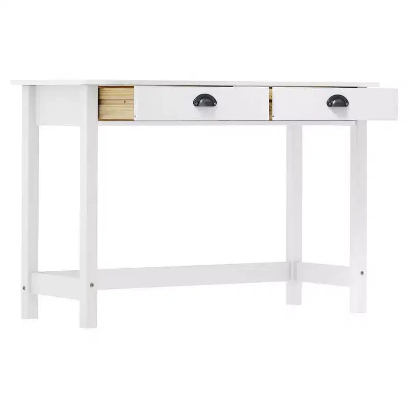 White Rectangular Console Table for 1, Solid Pine Wood