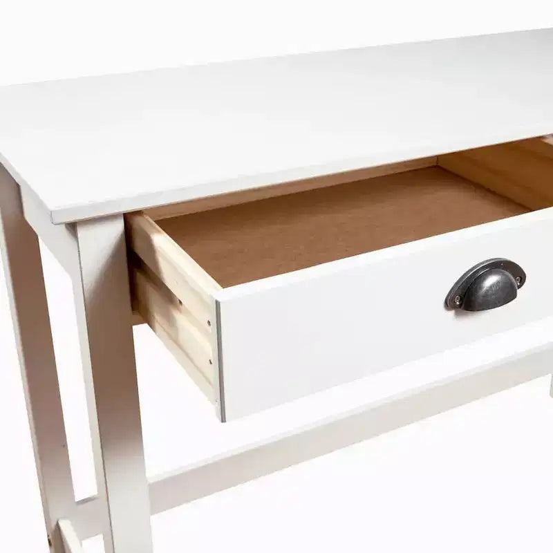 White Rectangular Console Table for 1, Solid Pine Wood