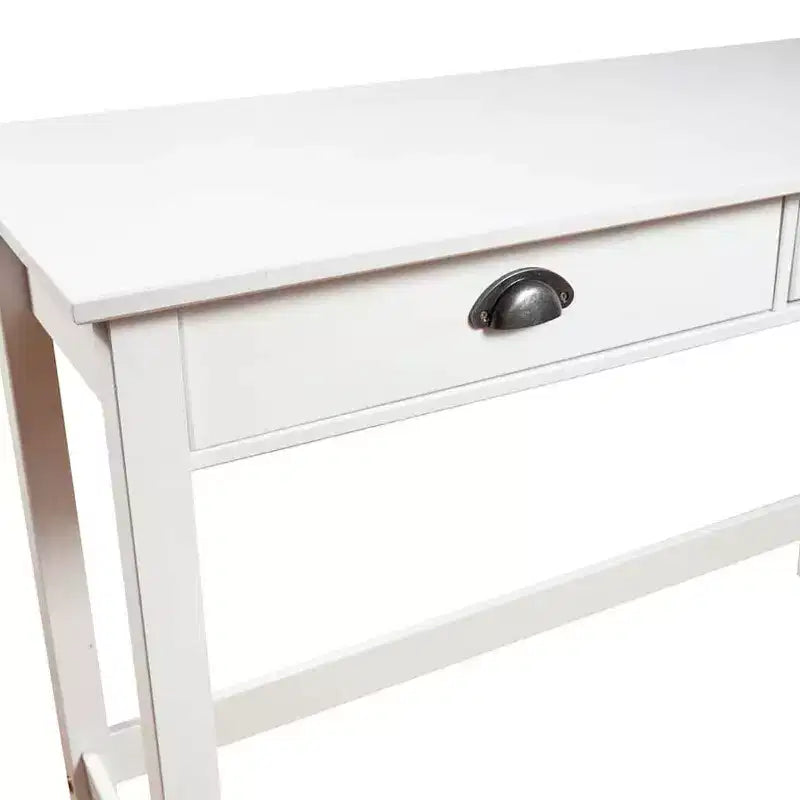 White Rectangular Console Table for 1, Solid Pine Wood