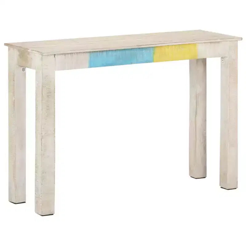 White Rustic Console Table, Mango Wood, Multicolor Accent, 1-Person Assembly