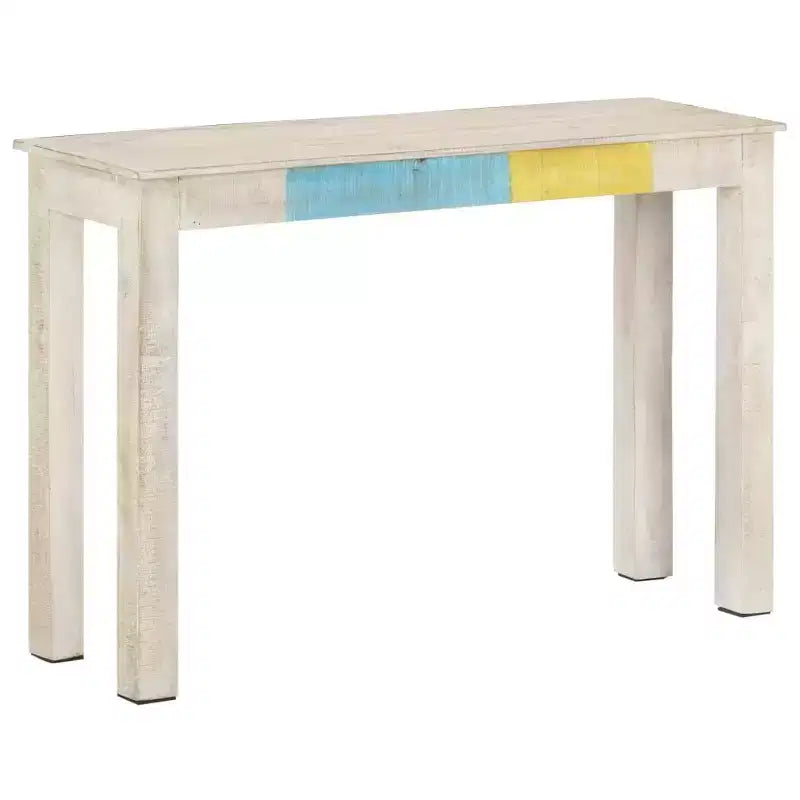 White Rustic Console Table, Mango Wood, Multicolor Accent, 1-Person Assembly