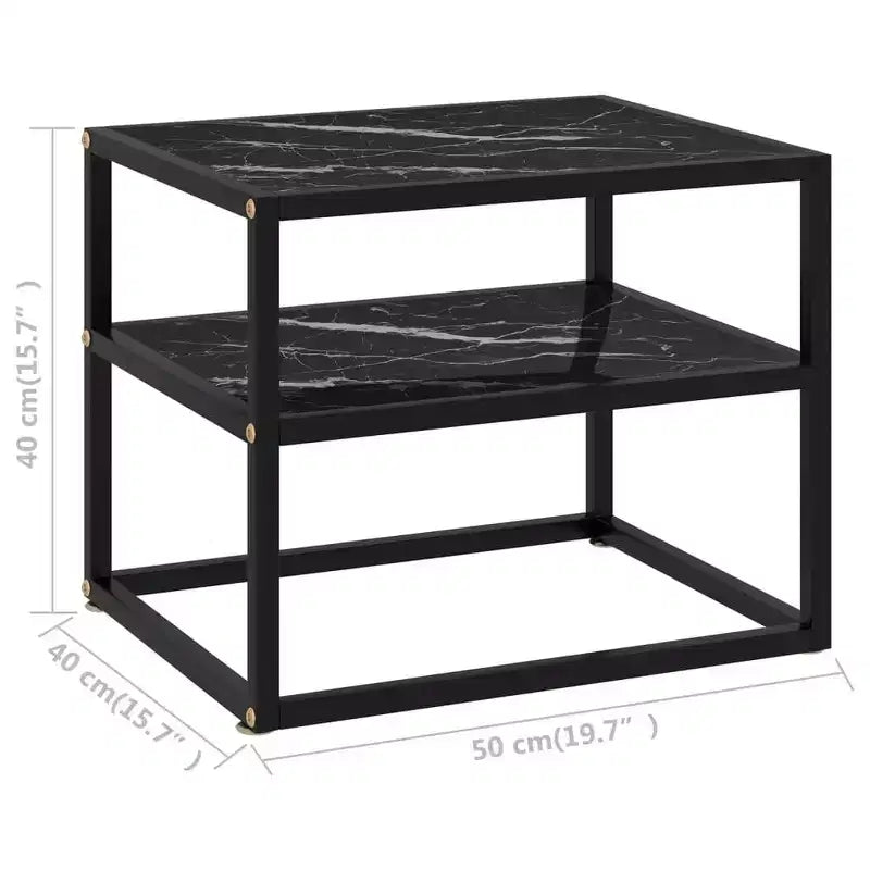 vidaXL Console Table Clear, Black Tempered Glass, Powder-Coated Steel