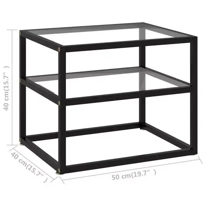 vidaXL Console Table Clear, Black Tempered Glass, Powder-Coated Steel