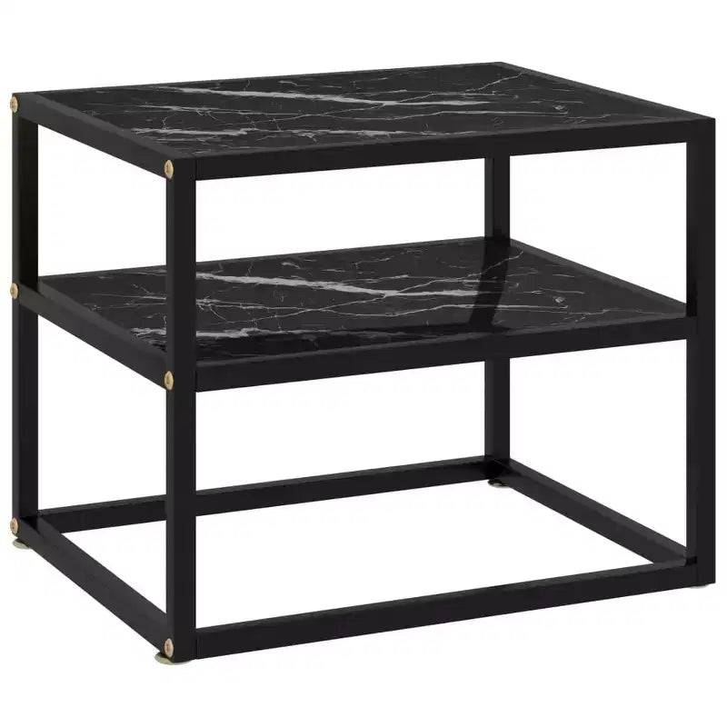 vidaXL Console Table Clear, Black Tempered Glass, Powder-Coated Steel