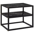 vidaXL Console Table Clear, Black Tempered Glass, Powder-Coated Steel
