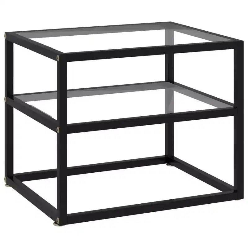 vidaXL Console Table Clear, Black Tempered Glass, Powder-Coated Steel