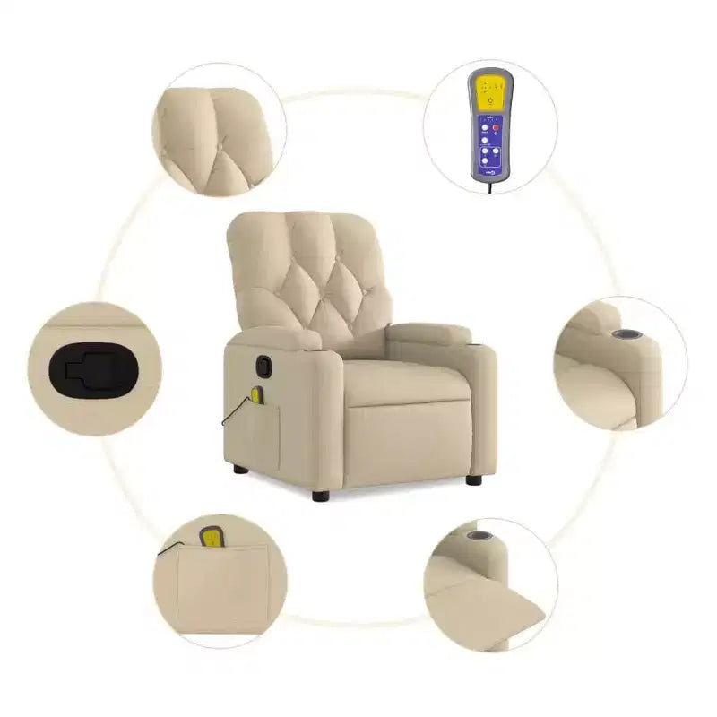 Massage Recliner Chair, Black/Cream/Dark Gray/Dark Green/Light Gray, Manual Recline, 1-Seater
