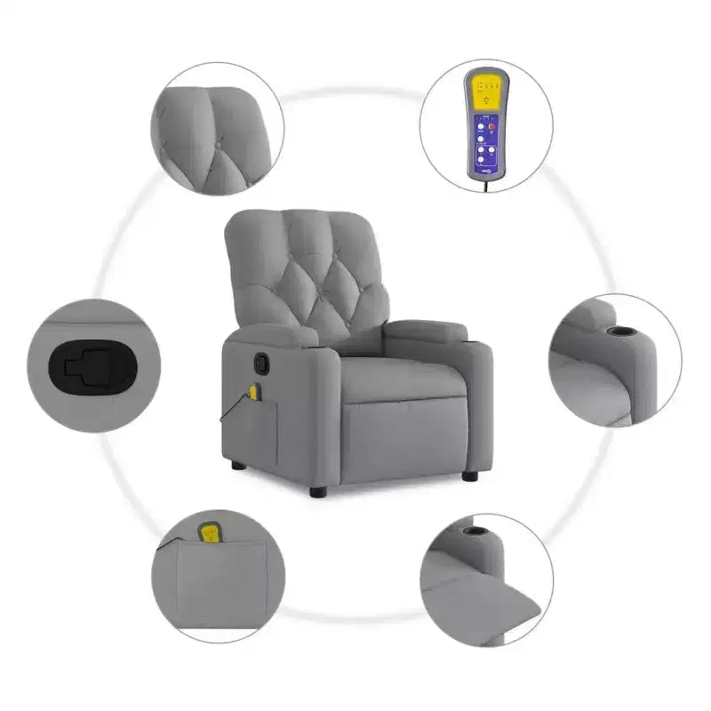 Massage Recliner Chair, Black/Cream/Dark Gray/Dark Green/Light Gray, Manual Recline, 1-Seater