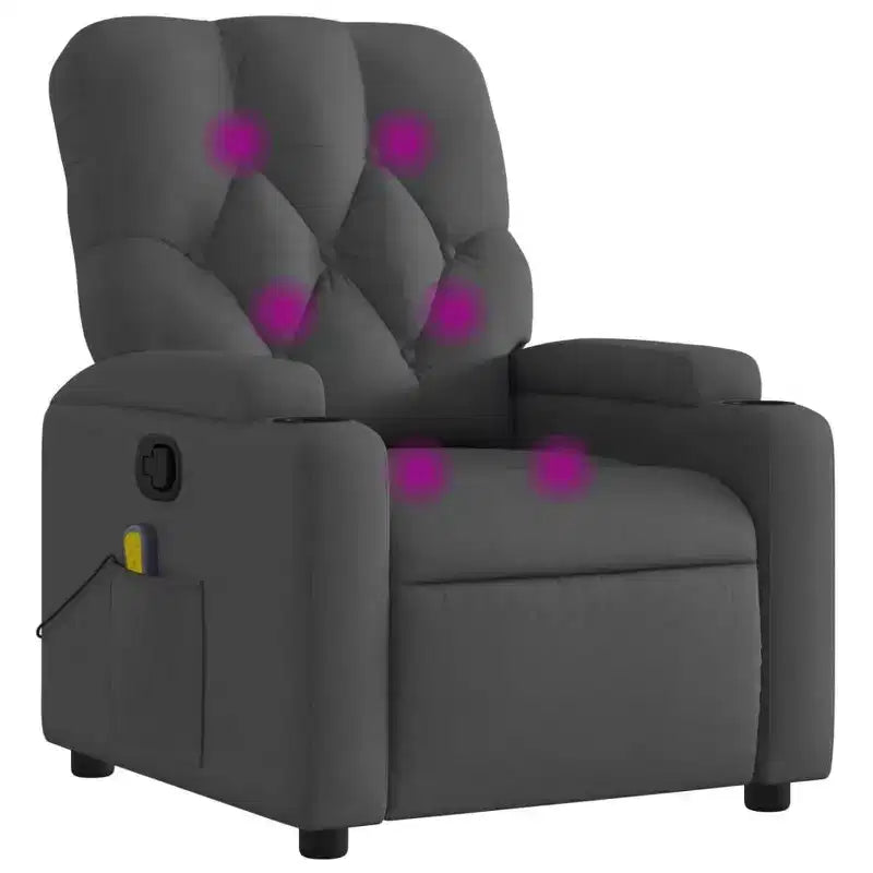 Massage Recliner Chair, Black/Cream/Dark Gray/Dark Green/Light Gray, Manual Recline, 1-Seater
