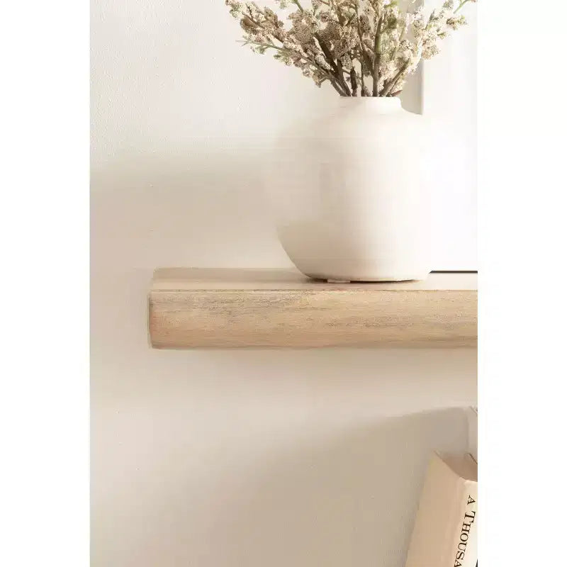 Natural Wood Floating Wall Shelf, 24", Set of 2