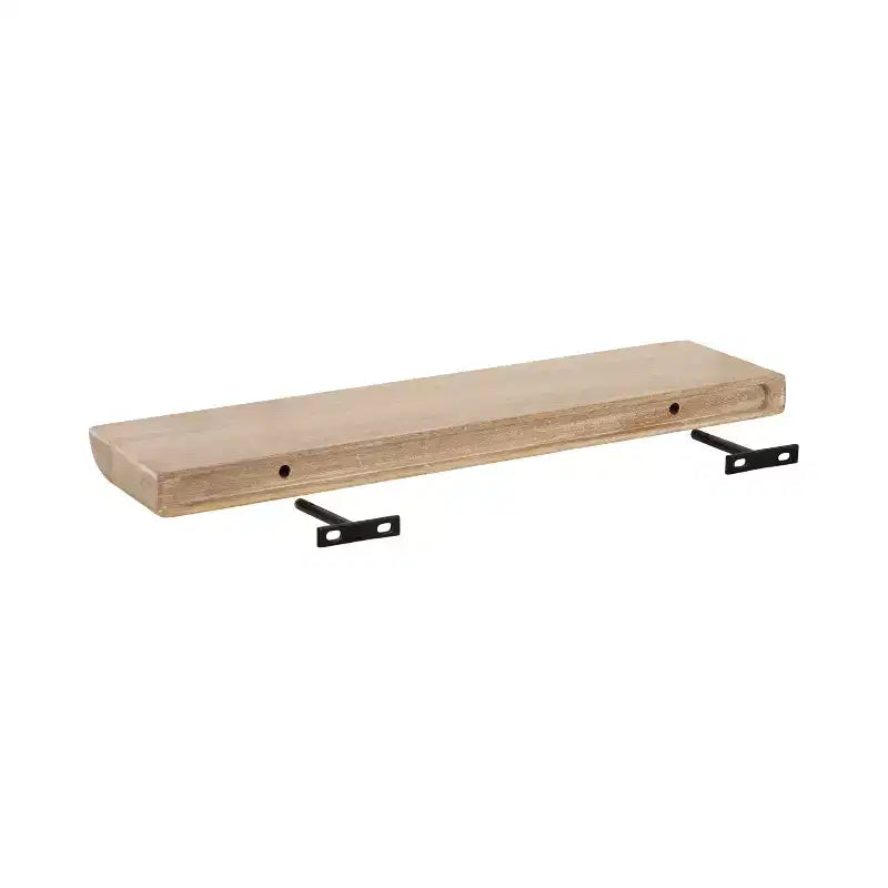 Natural Wood Floating Wall Shelf, 24", Set of 2