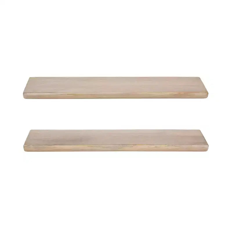 Natural Wood Floating Wall Shelf, 24", Set of 2